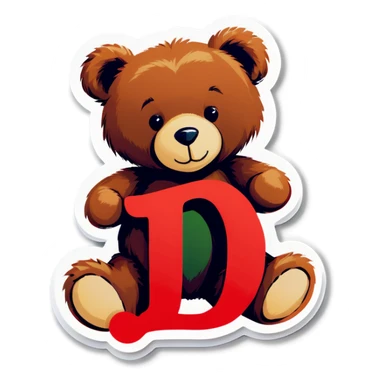 Love heart with a teddy bear and letter J sticker