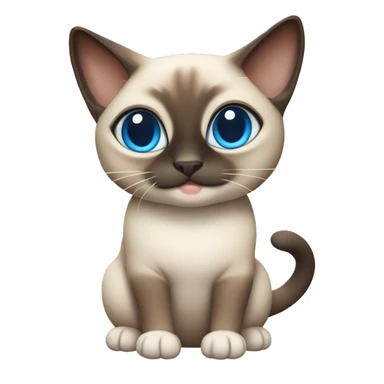 Siamese cat full body with white and brown on the face, blue eyes, chubby sticker