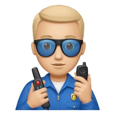 school security, blue cloth, sun glasses, holding walkie-talkie sticker