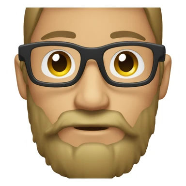 I want a picture of a boy with glasses and an iPhone emoji style beard
 sticker