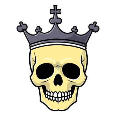 red and black skull with crown sticker