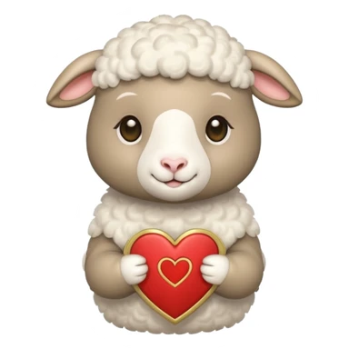 Little lamb holding a gold token with a Heart symbol on it sticker