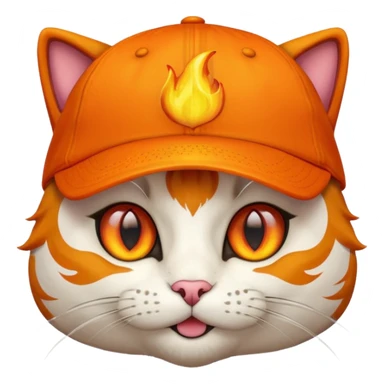 Cat with the flames in his eyes with a orange baseball hat on his head sticker