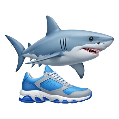 Un tiburón con pies usando tenis azules  sticker