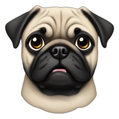 pug wearing a black t-shirt sticker