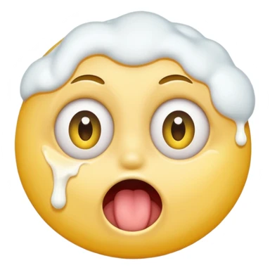A yellow circle with eyes rolled back and mouth open, puking white foam sticker