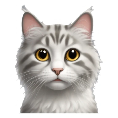 Fluffy cat with grey nose and white spot on the chin sticker