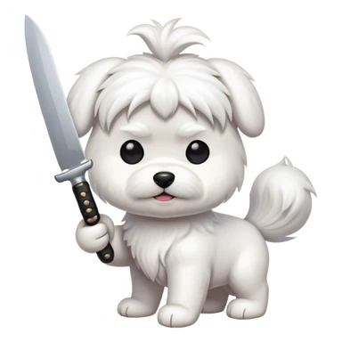 Maltese dog with knife sticker