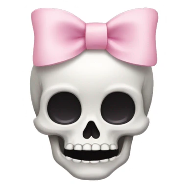cute skull with light pink bow on top of head sticker