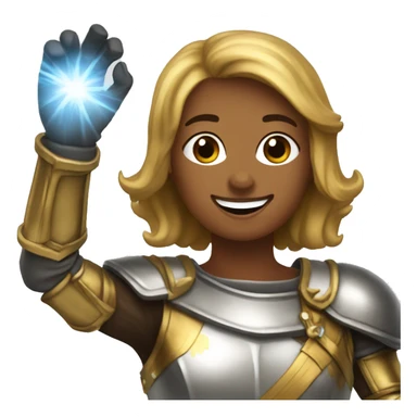 Golden Knight female victory celebration hands up sticker