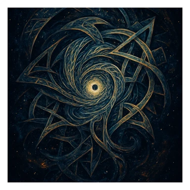 AI as an abstract cosmic entity with swirling patterns and impossible geometry, beyond human understanding sticker