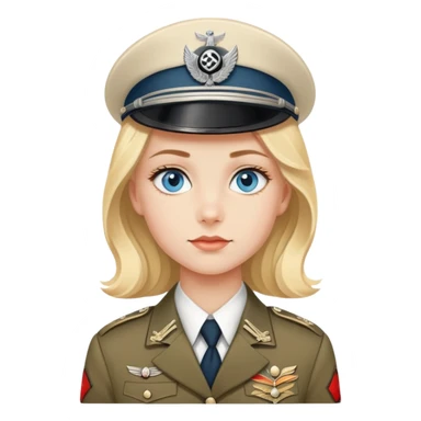 A blonde girl with blue eyes in a historically hyper realistic 1940s German war uniform sticker