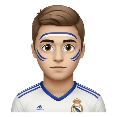 football supporter, paint in face, real madrid sticker