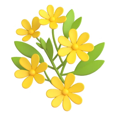 3D emoji style acacia flower, three-dimensional and lively, no background sticker