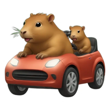 Capibara riding baby car sticker