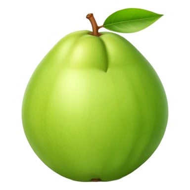 A whole green guava fruit with slight yellow tint sticker