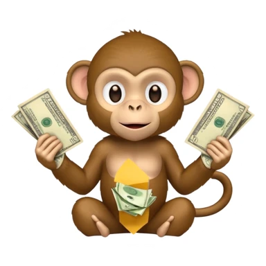 monkey holding money sticker