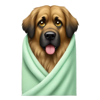 Leonberger dog emoji with cucumber on the eyes and a towel on its head  sticker