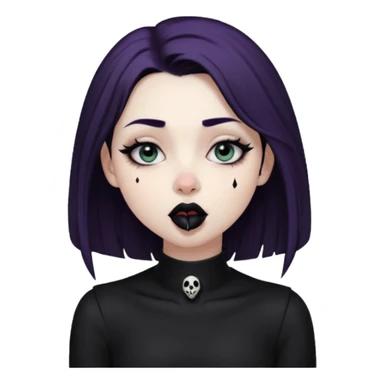 Goth girl with her eyes rolled up and towards her nose and her tongue sticking out doing uwu face sticker