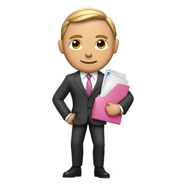 daniel kraig like jabes bond in pink suit carrying an email icon sticker