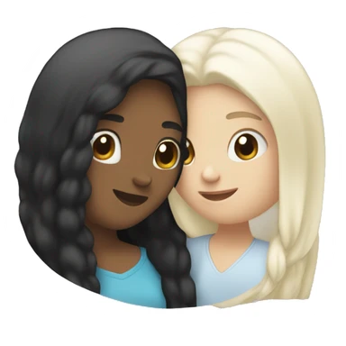 Lesbians kiss. They have long black hair and white skin color. sticker