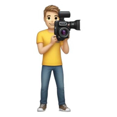 Male Photographer shaved Caucasian wavy hair brunette holding camera sticker