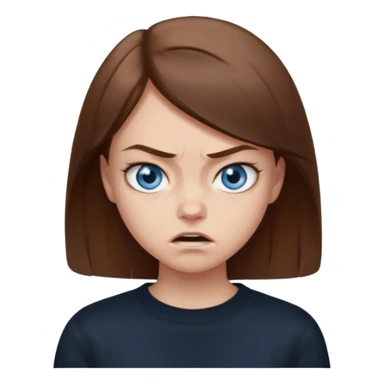 fille cheveux lisse brune yeux bleu pull noir qui regarde mal sticker