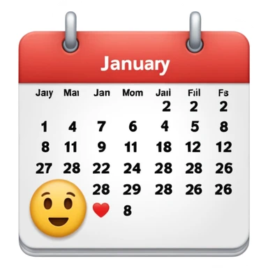 January calendar flat emojy style just writte Jan 2026 sticker