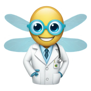Science Dragon fly in a lab coat happy with sunshine  sticker