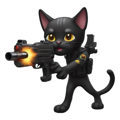 Black cat with a laser gun sticker