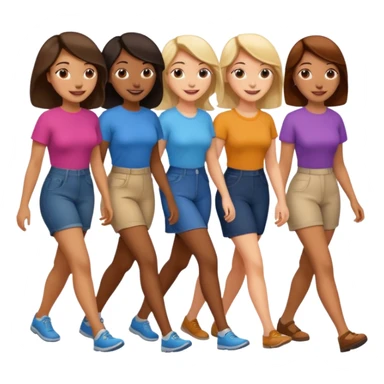 6 women interviewee walking side of face sticker