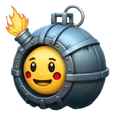 damaged sea mine with a dent, emoji style sticker