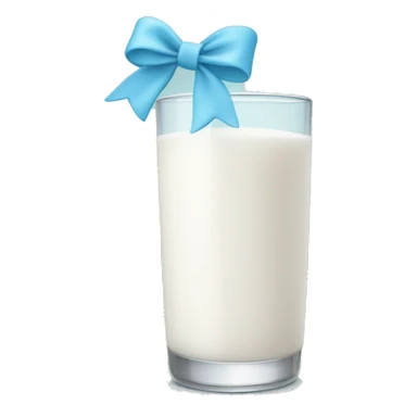 Glass of milk with a light blue bow wrapped around the glass  sticker