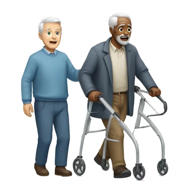 Old white man with a walker sticker