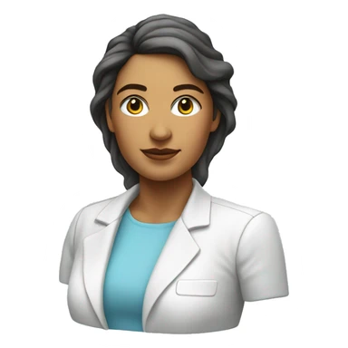 
the bust of a woman from Amazonas, Brazil, with a light blue t-shirt and a white casual blazer sticker