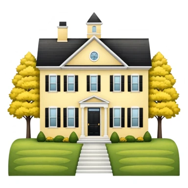 Butter yellow colonial house with black shutters and a peak in the center sticker