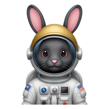 black rabbit with astronaut costume sticker