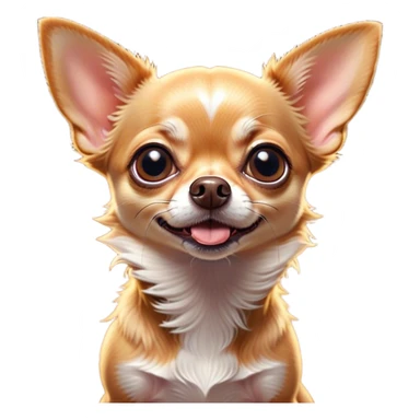 Cinematic Comical Fawn Short Haired Chihuahua Portrait Emoji, Head tilted dramatically with an exaggeratedly shocked or offended expression, short fawn fur with a sleek texture, wide, expressive dark eyes filled with exaggerated disbelief, Simplified yet hilariously expressive features, highly detailed, glowing with a slightly sassy glow, high shine, dramatic yet playful, stylized with an air of attitude, bright and endearing, soft glowing outline, capturing the essence of a sassy and over-the-top pup, so meme-worthy it feels like it could side-eye its way into internet fame instantly! sticker