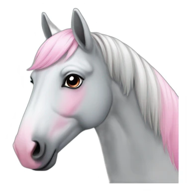 Grey horse with pink nose sticker