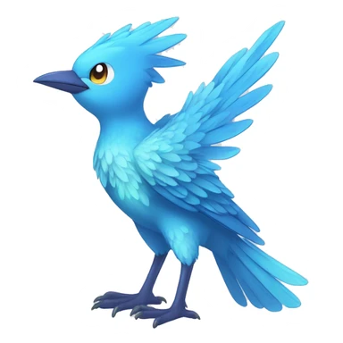 Wet Cool Cute Fantasy legendary blue bird water-type-Hydro-Phoenix-avian Fakemon full body sticker