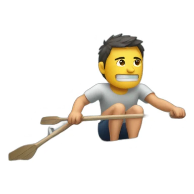 sweating person rowing in a boat sticker
