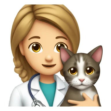 cat cuddles veterinarian girl sticker