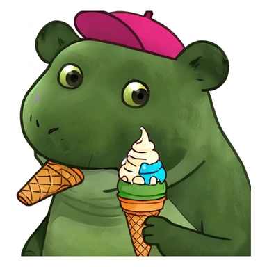 Black and white Panda eating ice cream sticker