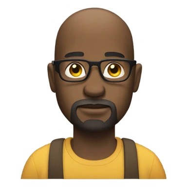 A black man in deep thought scratching his beard with glasses thinking with a bald head and goatee. sticker