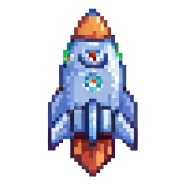 A rocket ship sticker