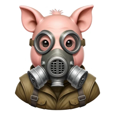 a pig in a Soviet gas mask sticker