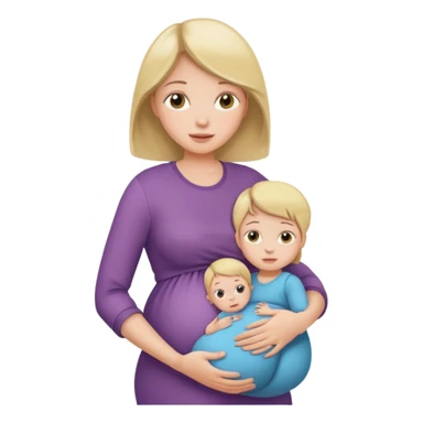 pregnant girl holding three children sticker