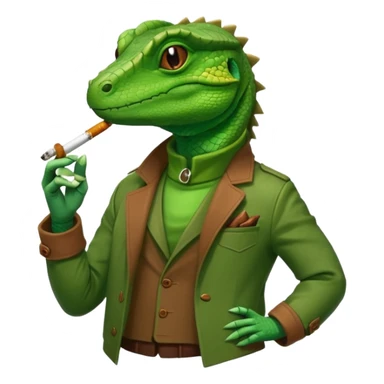 Lizard in a jacket smoking a joint sticker