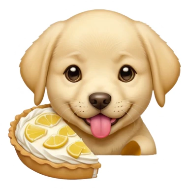 Perro labrador con la lengua fuera y ojos chinitos, cachorro y adorable comiendo, pay de, limón sticker