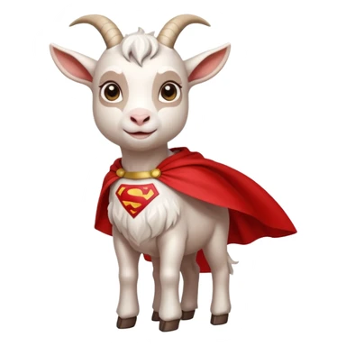 white female goat wearing a read cape like superman sticker